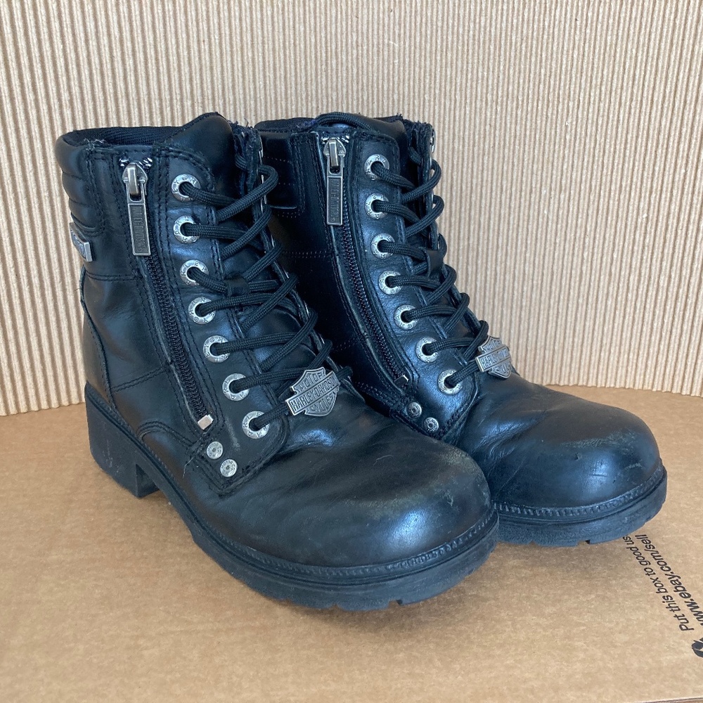 Harley Davidson Motorcycle Boots Sz 6.5 Womens Black 83877 Inman Mills Low Cut